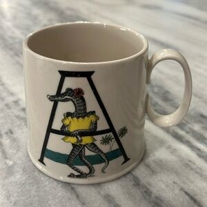 Anthropologie Florence Balducci Animal Alphabet Monogram Mug “A” Alligator